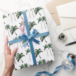 Vattenfärgen Handflatan Träd Tropical Mönster Presentpapper