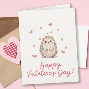 Vattenfärgen Hedgehog & Rosa Hearts Valentine Day Kort