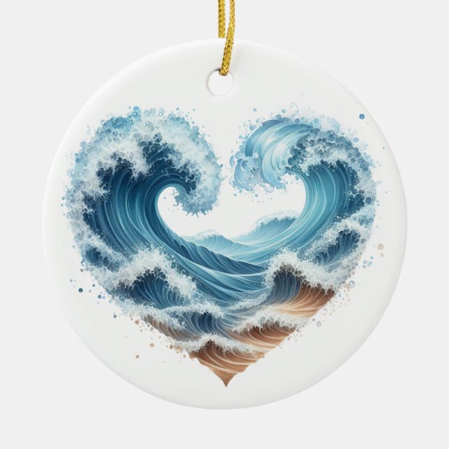 VATTENFÄRGEN HJÄRTFORMADE VINKARARE PÅ BACKEN JULGRANSPRYDNAD KERAMIK (Framsidan)