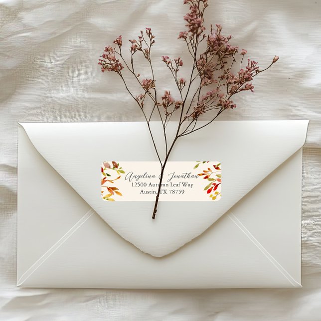 Vattenfärgen Höst löv Bröllop Returadress Etikett (Skapare uppladdad)