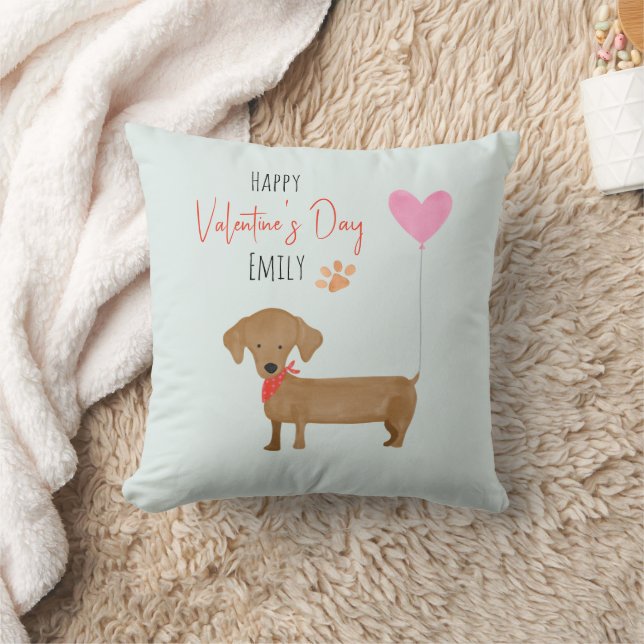 Vattenfärgen Hund Valentindagen Dekorativ kudde (Filt)