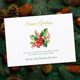 Vattenfärgen jul Holly-Helgdag Card Julkort