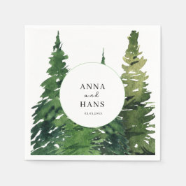 Vattenfärgen Julgran Festive Bröllop Pappersservett
