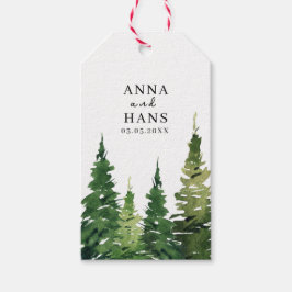 Vattenfärgen Julgran Festive Bröllop Presentetikett