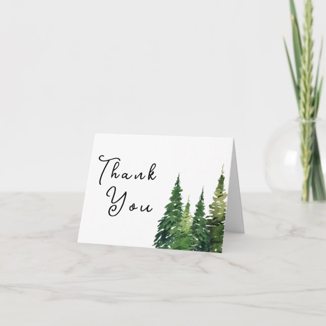 Vattenfärgen Julgran Festive Bröllop Tack Kort (Framsida)