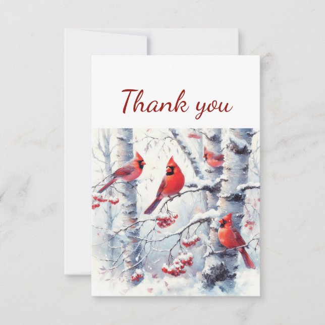 Vattenfärgen kardinal Red Bird Wildlife Natature Tack Kort (Framsida)