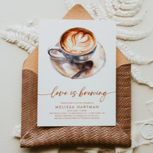 Vattenfärgen Kärlek är en Möhippa av gråkaffe Inbjudningar