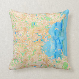 Vattenfärgen Karta i Boston Pillow Kudde