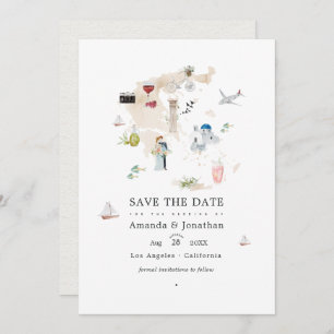 Vattenfärgen Karta i Grekland Destination Wedding Spara Datumet