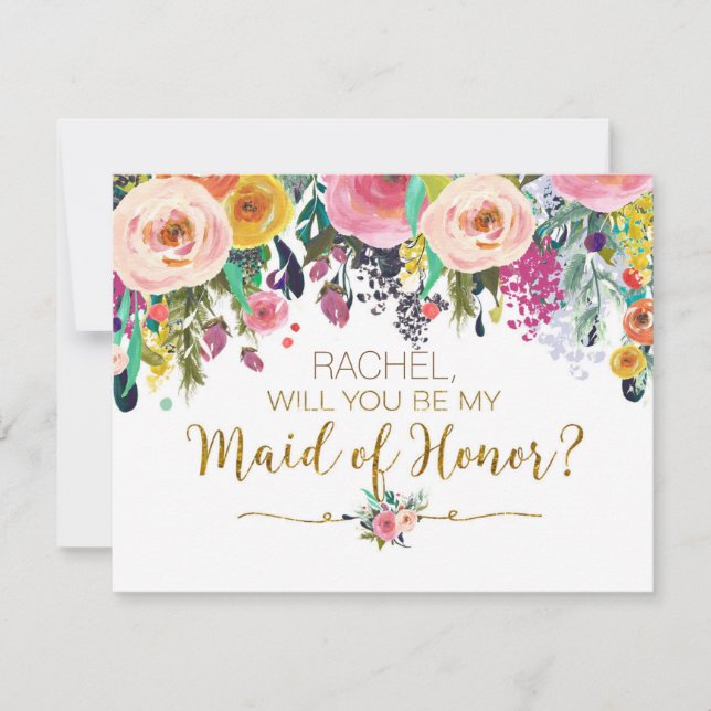 Vattenfärgen kommer att vara ett maid of honor-kor inbjudningar (Framsida)