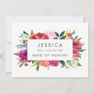 Vattenfärgen kommer du att bli min Bridesmaid-begä Inbjudningar
