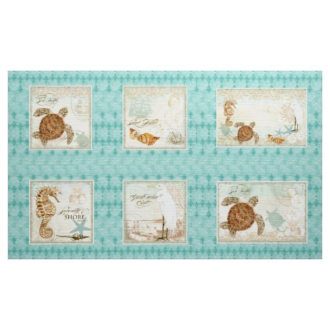 Vattenfärgen kudder stil för panelSeashorestrand Tyg (Yard)