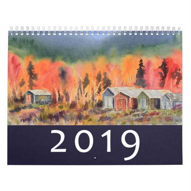 Vattenfärgen landskap väggen 2019 kalender (Omslag)
