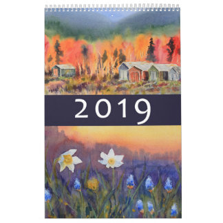 Vattenfärgen landskap väggkalendern 2019 kalender