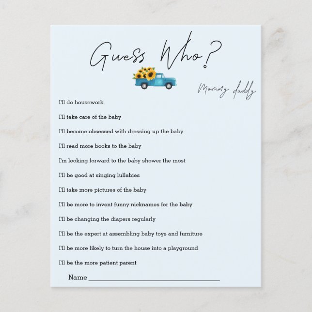 Vattenfärgen Lastbil med solblommor gissar vem som (Framsida)