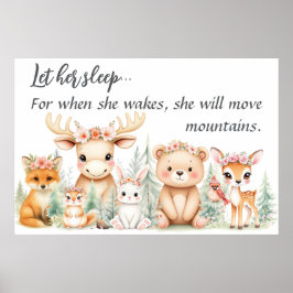 Vattenfärgen "Låt henne sova" Woodland Animal Nurs Poster