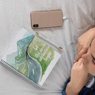 Vattenfärgen Låt oss nästa Äventyr början Anteckningsbok