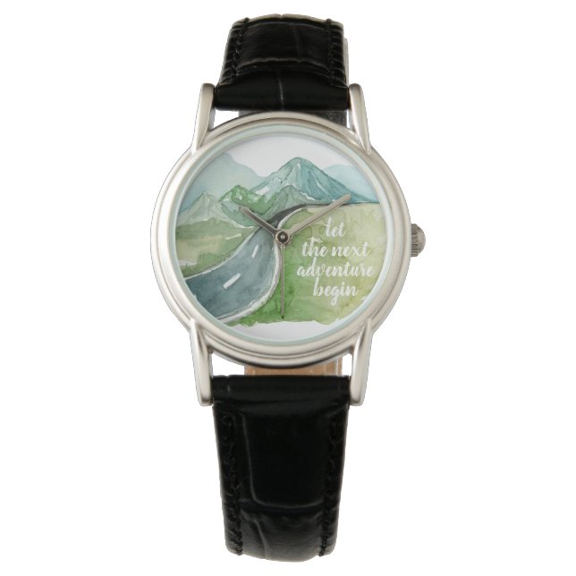 Vattenfärgen Låt oss nästa Äventyr början Armbandsur (Framsida)