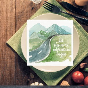 Vattenfärgen Låt oss nästa Äventyr början Pappersservett