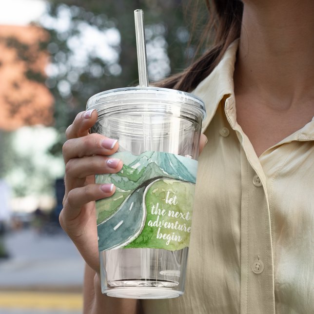 Vattenfärgen Låt oss nästa Äventyr början Take Away Mugg (Skapare uppladdad)