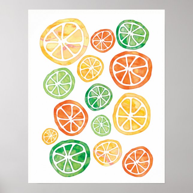 Vattenfärgen Lemon Limes och Oranges poster (Framsidan)