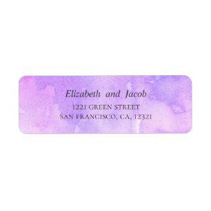Vattenfärgen lila bröllop. Lavender simple adress Returadress Etikett