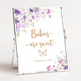 Vattenfärgen lila guld butterfly Spädbarn är söt Poster