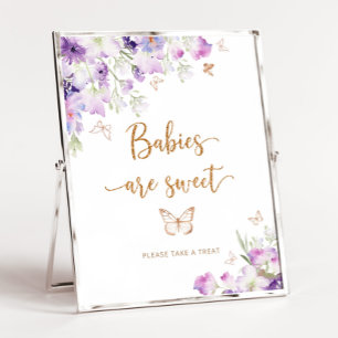 Vattenfärgen lila guld butterfly Spädbarn är söt Poster