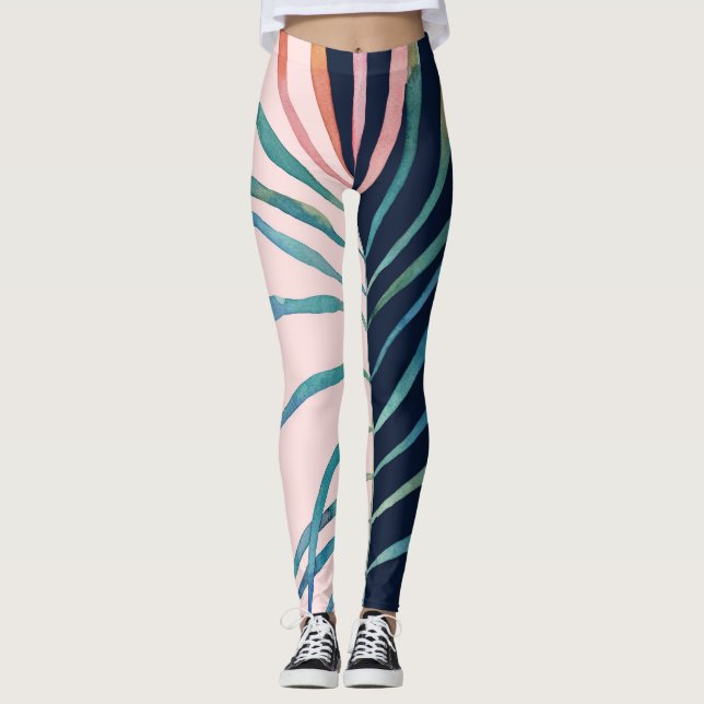 Vattenfärgen löv, abstrakt naturtryck. leggings (Framsida)