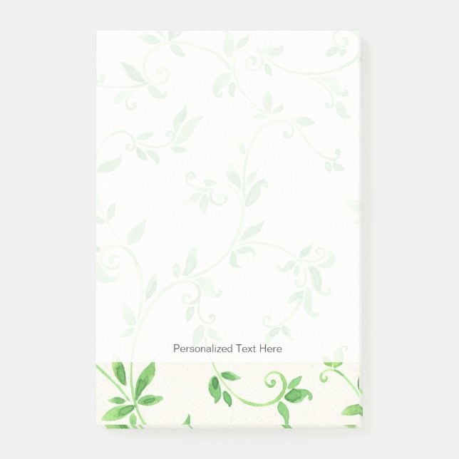 Vattenfärgen löv mönster post-it block (Framsida)