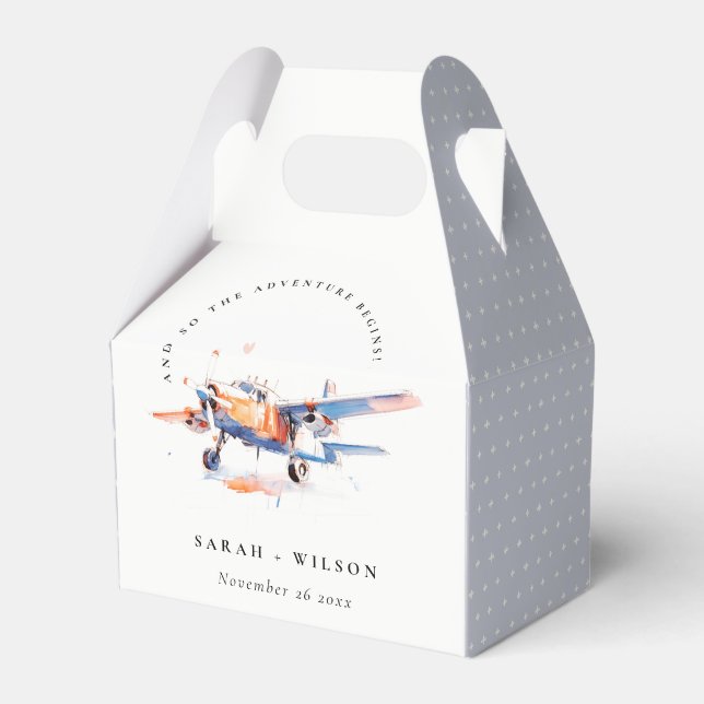  vattenfärgen Luft Flygplan Bröllop Presentaskar (Framsidan Sidan)