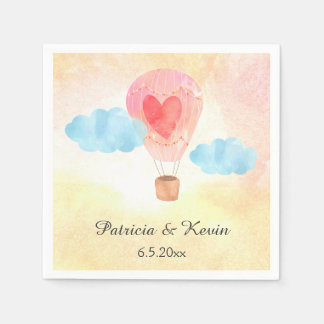 Vattenfärgen Luftballong Bröllop Pappersservett