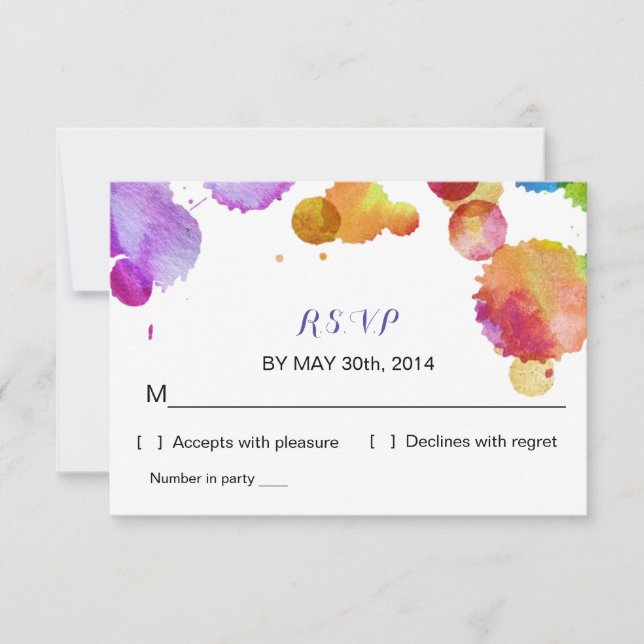 Vattenfärgen målar splat som gifta sig svarskortet OSA kort (Framsida)