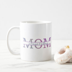 Vattenfärgen Mamma delade Monogram med barn namn Kaffemugg