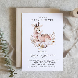 Vattenfärgen Mamma och Baby Hjort Fall Baby Shower Inbjudningar