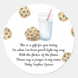 Vattenfärgen Mjölk & Cookies Prayer Candle-etikett Runt Klistermärke