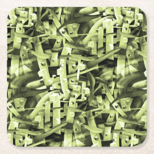 Vattenfärgen Mönster i Contemporaryn Grönt Abstrak Underlägg Papper Kvadrat