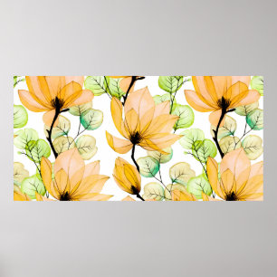 Vattenfärgen mönster utan magnolia-blommor poster