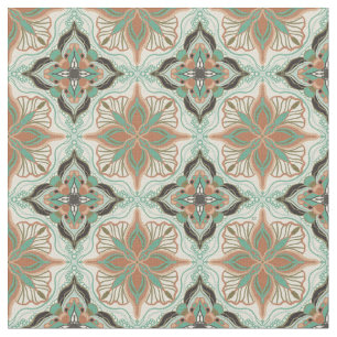 Vattenfärgen Moroccan Blommigt Tile Mönster Tyg