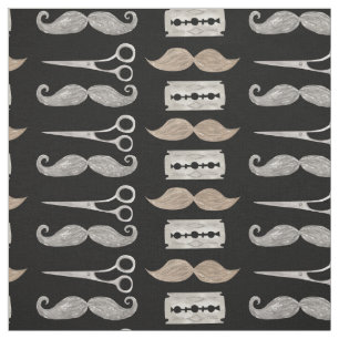 Vattenfärgen Mustache Mönster Barber Shop efter Tyg