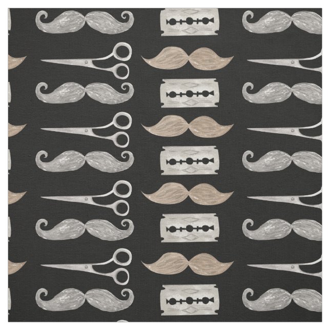 Vattenfärgen Mustache Mönster Barber Shop efter Ya Tyg (Provkarta)
