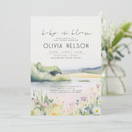 Vattenfärgen Natur och Wildblomme Baby Shower Inbjudningar