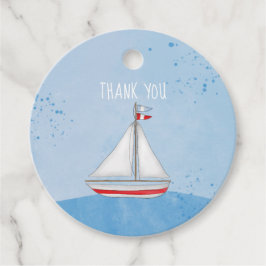 Vattenfärgen Nautical Cute, Tack för babyskal Gåvor Etiketter