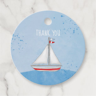 Vattenfärgen Nautical Cute, Tack för babyskal Gåvor Etiketter