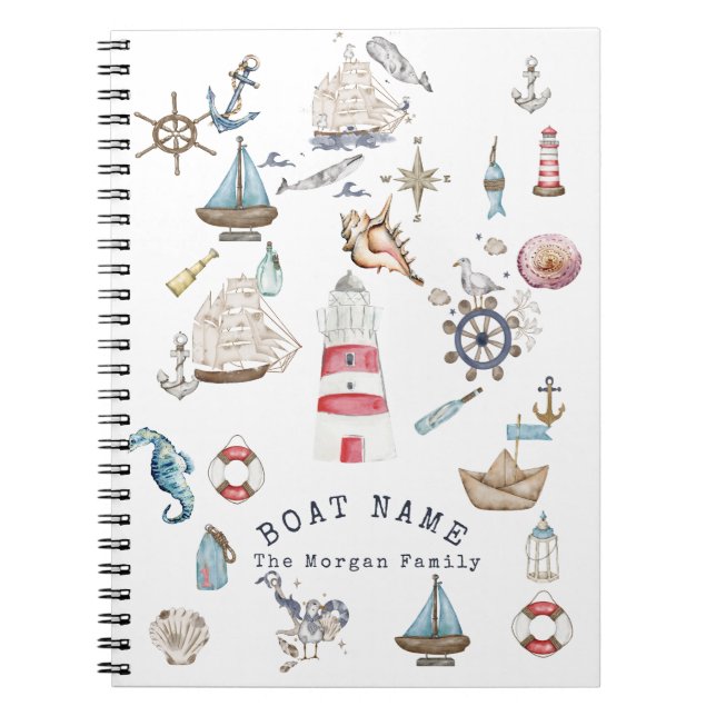 Vattenfärgen Nautical Inslag Sailor Anteckningsbok (Framsidan)