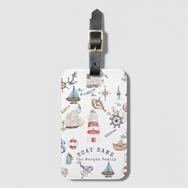 Vattenfärgen Nautical Inslag Sailor Bagagebricka (Framsida vertikal)