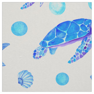 Vattenfärgen Nautical Mönster - Turtles och Seashe Tyg