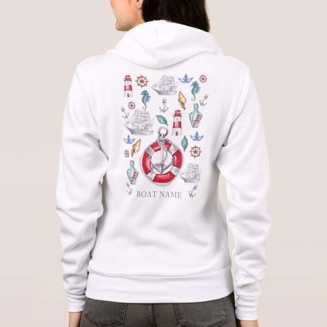 Vattenfärgen Nautical Personlig Boat Namn T Shirt (Baksida)
