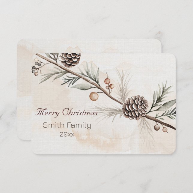 Vattenfärgen Neutralt färg Julgran Tack Kort (Fram/baksida)