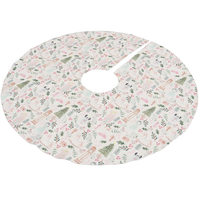 Vattenfärgen Nutcracker helgdag Brushed Polyeste Julgransmatta Borstad Polyester (Vinklad)